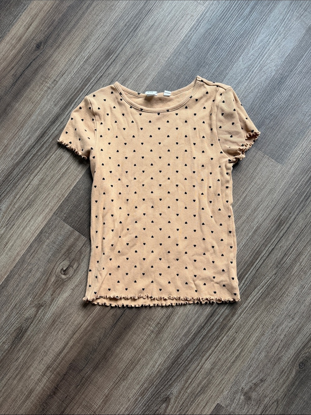 Women’s brown Dot Ribbed Short Sleeve Top